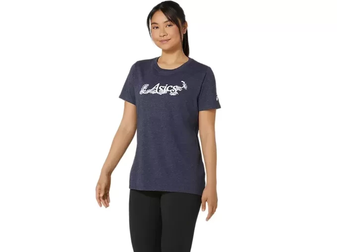 WOMEN’S ASICS FLORAL SLOGAN SHORT SLEEVE TEE WOMEN’S ASICS FLORAL SLOGAN SHORT SLEEVE TEE
