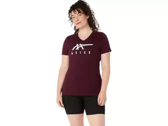 WOMEN’S ASICS STRIPES V-NECK
