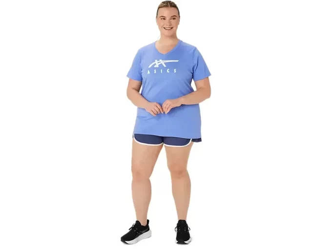 WOMEN’S ASICS STRIPES V-NECK