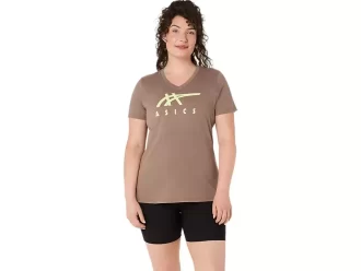 WOMEN’S ASICS STRIPES V-NECK