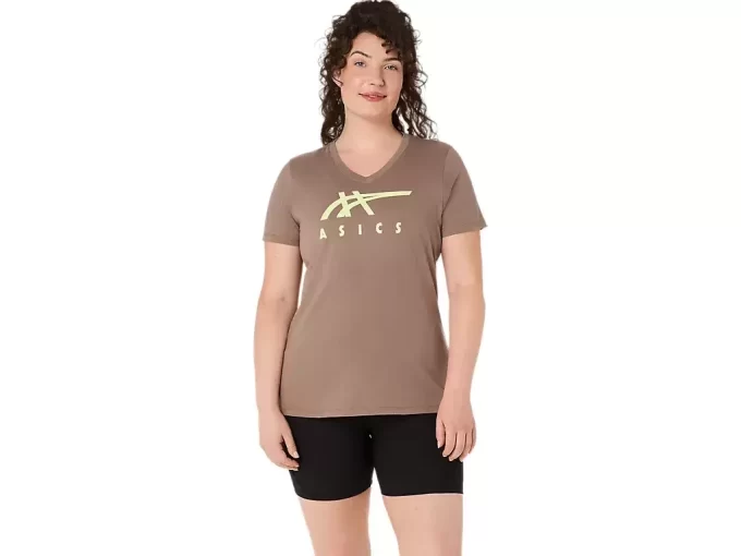 WOMEN’S ASICS STRIPES V-NECK