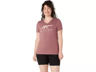 WOMEN’S ASICS STRIPES V-NECK