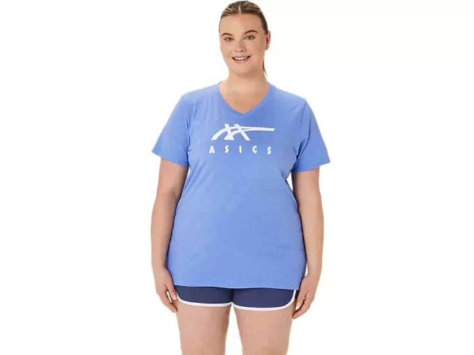 WOMEN’S ASICS STRIPES V-NECK
