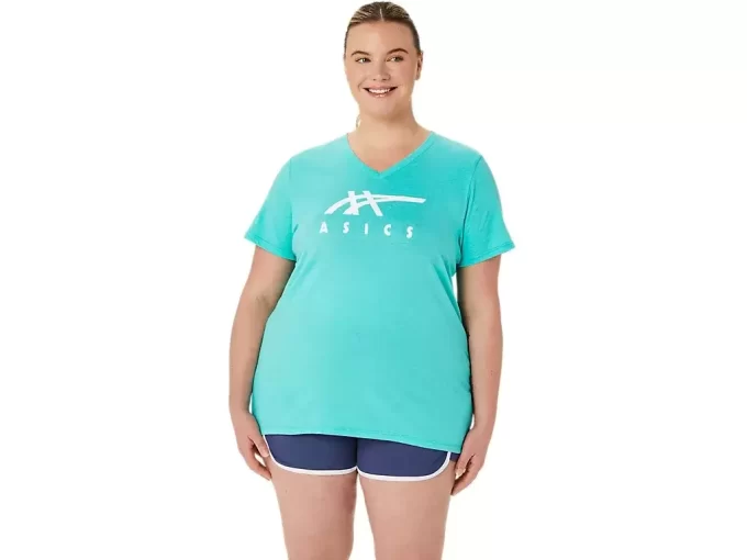 WOMEN’S ASICS STRIPES V-NECK