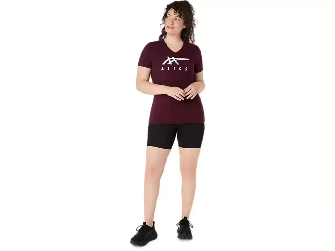 WOMEN’S ASICS STRIPES V-NECK
