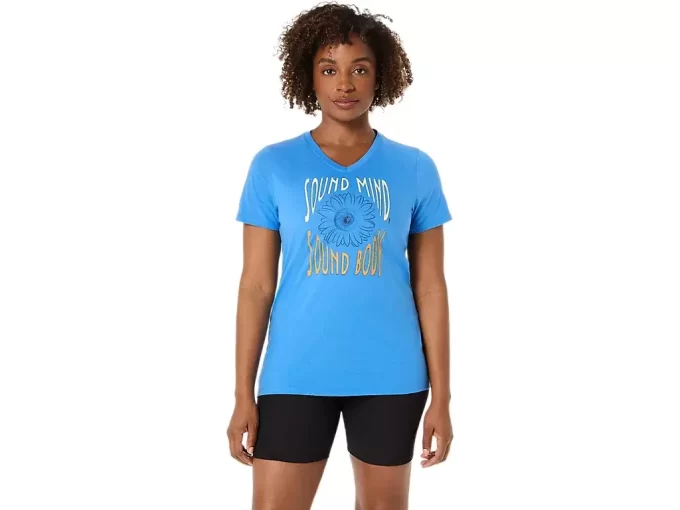 WOMEN’S SUNFLOWER SLOGAN V-NECK